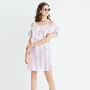 Madewell Rose Stripe Cold-Shoulder Dress S